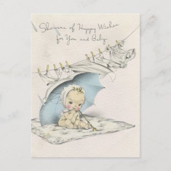 Vintage "shower Of Baby Wishes" Postcard by Gypsify at Zazzle
