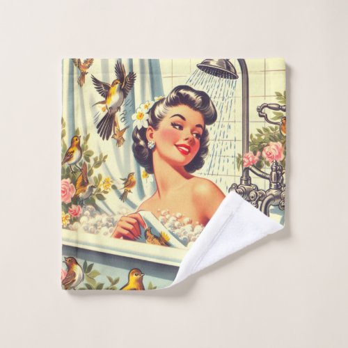 Vintage Shower Pin Up Bath Towel Set