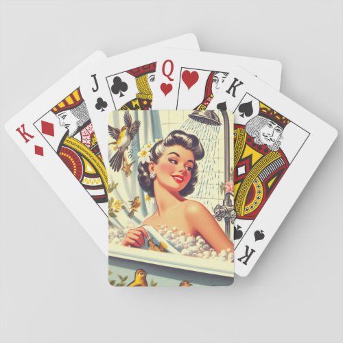 Vintage Shower Pin Up Playing Cards