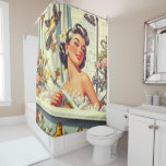 Vintage Shower Pin Up Shower Curtain at Zazzle