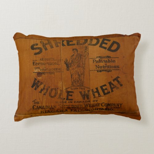 Vintage Shredded Wheat Pine Shipping Crate Ad Decorative Pillow