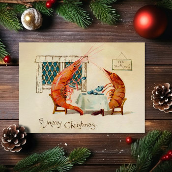 Vintage Shrimp Christmas Card by LongToothed at Zazzle