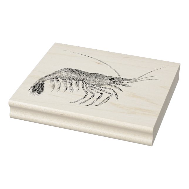 Vintage Shrimp Illustrated Rubber Art Stamp (Stamp)