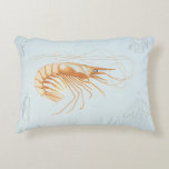 Vintage Shrimp, Marine Life Ocean Animals Anatomy Accent Pillow