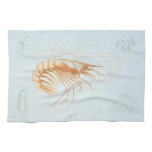Vintage Shrimp, Marine Life Ocean Animals Anatomy Kitchen Towel
