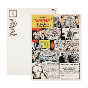 Vintage Shrimp Muscle Ad Postcard