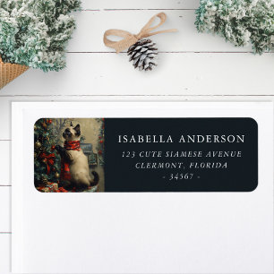 Vintage Siamese Cat Christmas Return Address Label