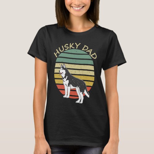 Vintage Siberian Husky Dad T_Shirt