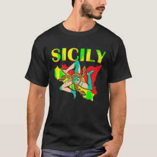 Vintage Sicily Sicilian Flag Pride T Shirt