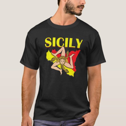Vintage Sicily Sicilian Flag Pride T_Shirt