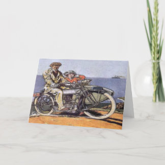 Vintage Sidecar Mortorcycle Card