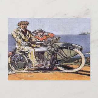 Vintage Sidecar Mortorcycle Postcard