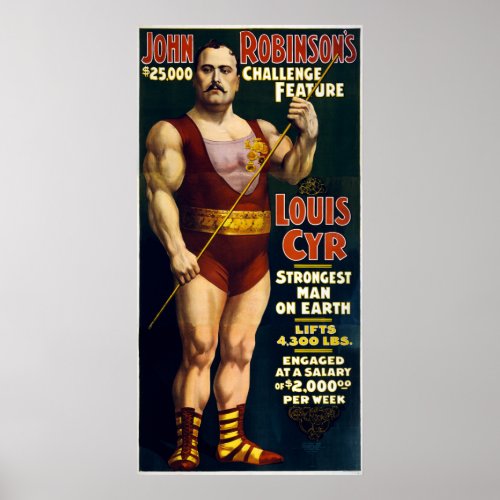 Vintage Sideshow Strongest Man on Earth Louis Cyr Poster