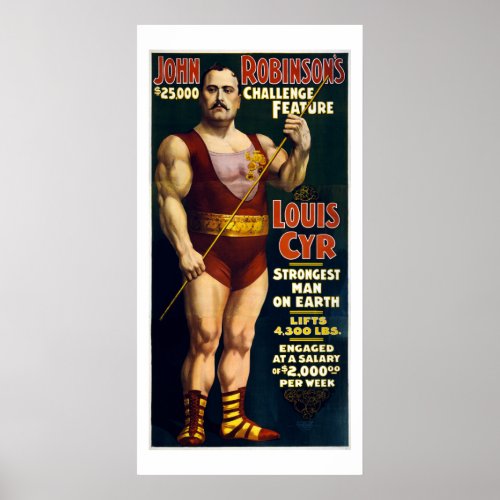 Vintage Sideshow Strongest Man on Earth Louis Cyr  Poster