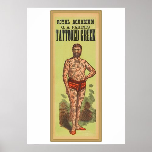 Vintage Sideshow Tattooed Greek Poster