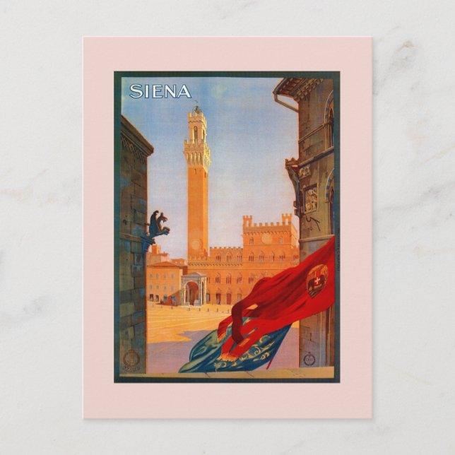 Vintage Siena Italian travel advertising Postcard (Front)