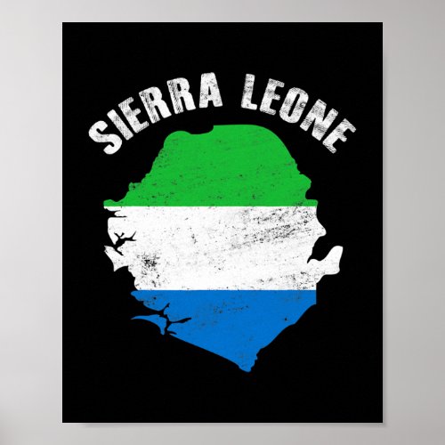 Vintage Sierra Leone Flag Map Men Women Patriotic Poster