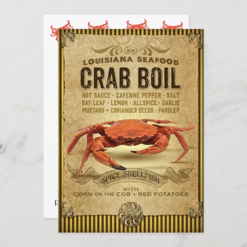 Vintage Sign Crab Boil Party Invitation
