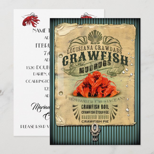 Vintage Sign Crawfish Party Invitation (Front/Back)