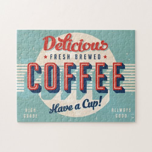 Vintage sign _ Fresh Brewed Coffee Jigsaw Puzzle