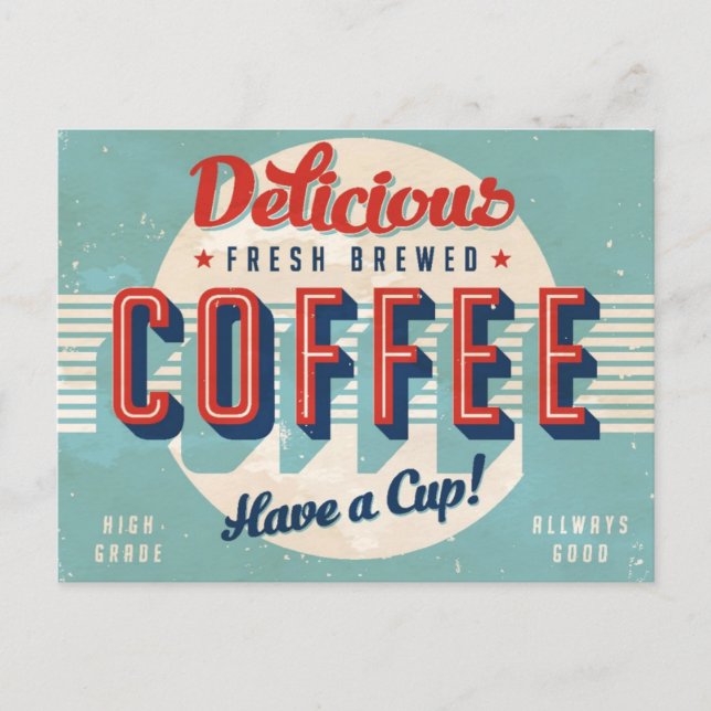Vintage sign - Fresh Brewed Coffee Postcard (Front)