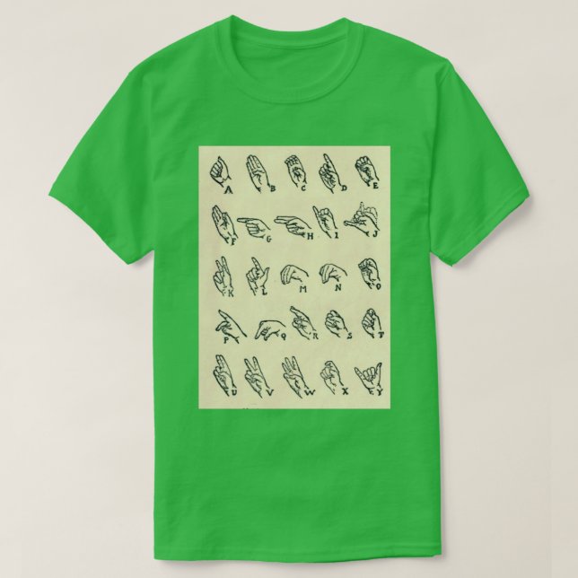 Vintage Sign Language Chart T-Shirt (Design Front)