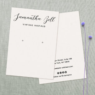 Vintage signature Script Ivory Earring Jewelry Business Card
