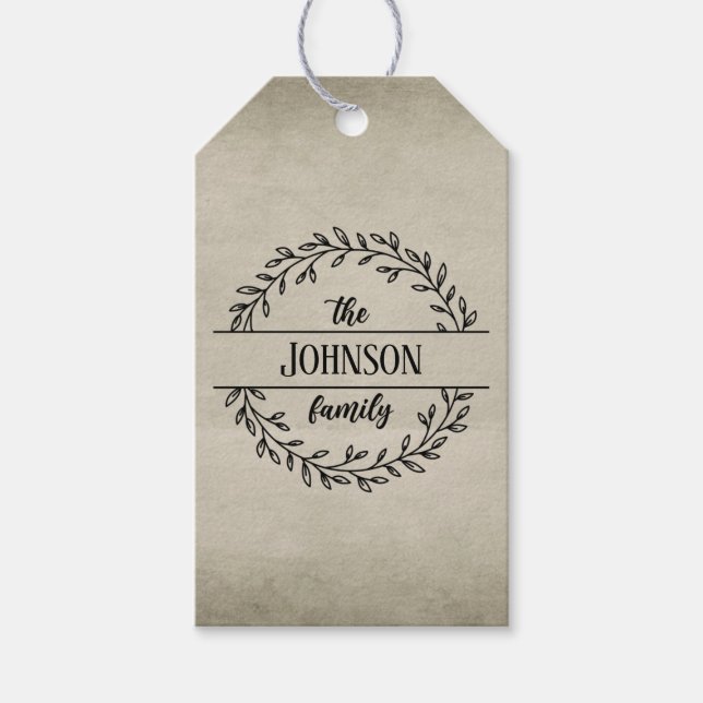 Vintage Signature Wreath  Gift Tags (Front)