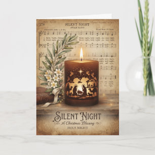 Vintage Silent Night Candle Card