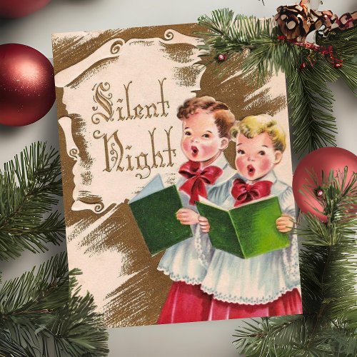 Vintage Silent Night Choir Boys Custom Christmas Holiday Card