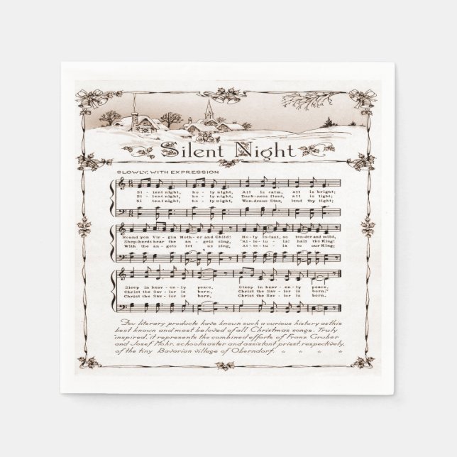 Vintage Silent Night Christmas napkuns Paper Napkins (Front)