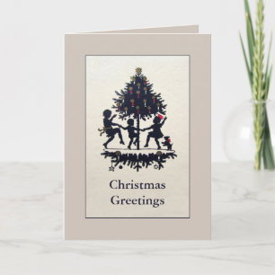 Vintage silhouette Christmas children card
