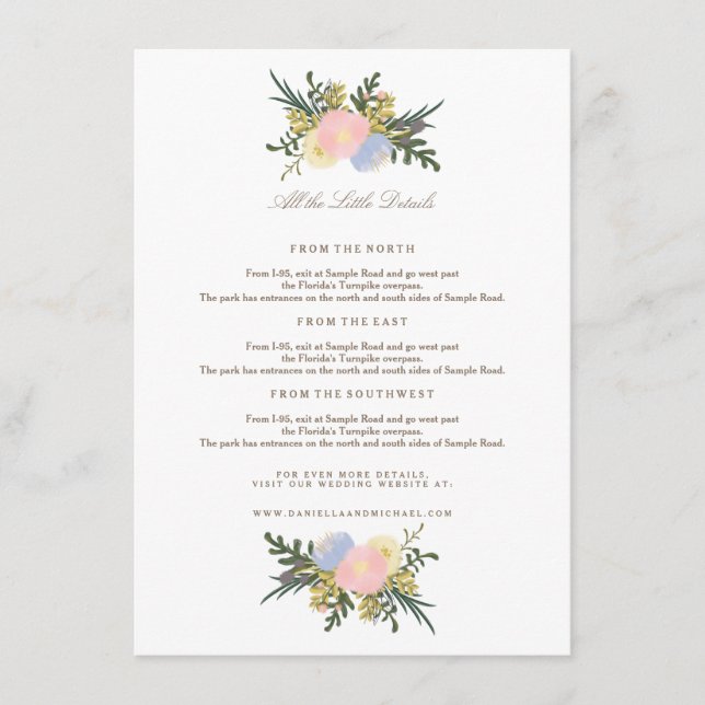 Vintage Silhouette Floral Wedding Insert Card (Front)