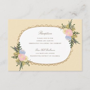 Vintage Silhouette Floral Wedding Reception Card by Jujulili at Zazzle