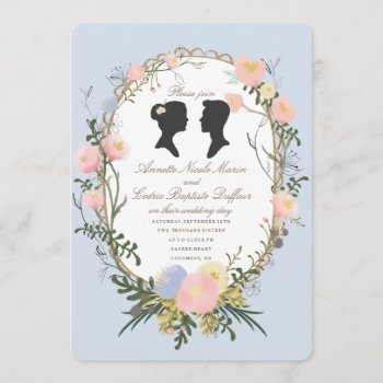 Vintage Silhouette Spring Floral Wedding Invitation by Jujulili at Zazzle