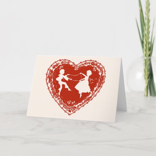 Vintage Silhouette Valentine Doily Holiday Card