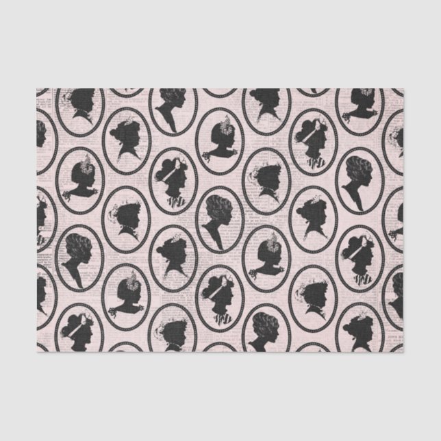 Vintage Silhouette Wallpaper Tissue Paper (Front)