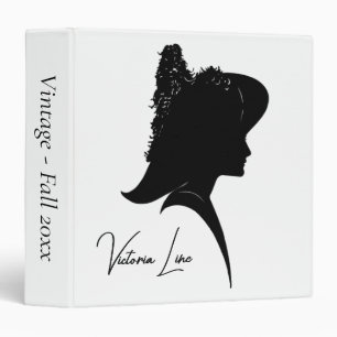Vintage Silhouette Woman in Hat  3 Ring Binder