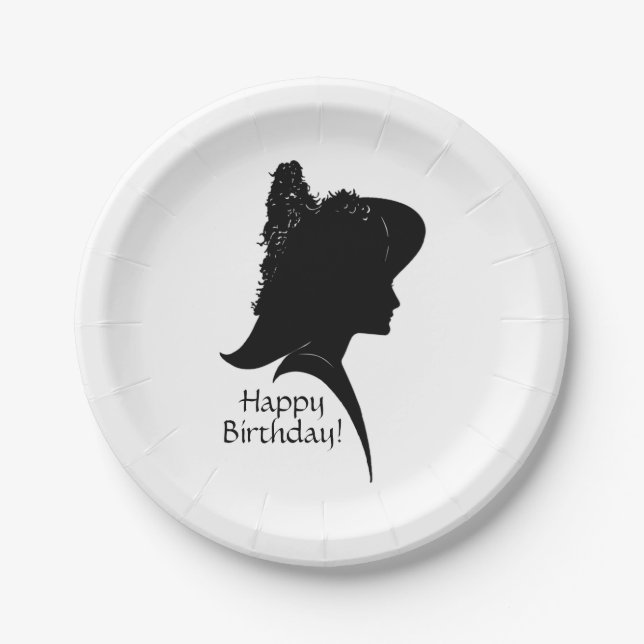 Vintage Silhouette Woman in Hat Paper Plates (Front)