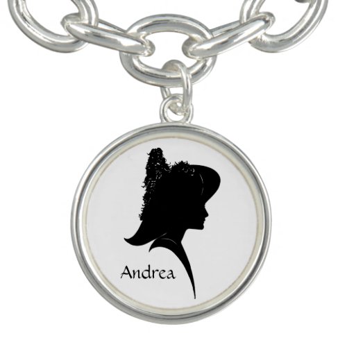 Vintage Silhouette Woman in Hat Personal Bracelet