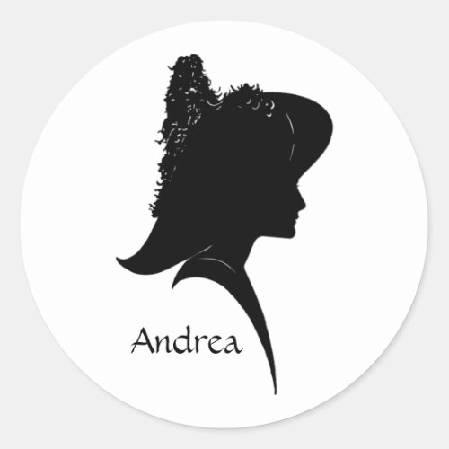 Vintage Silhouette Woman in Hat Personal Classic Round Sticker