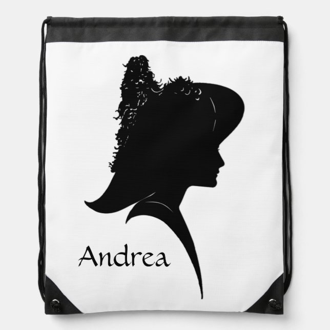 Vintage Silhouette Woman in Hat Personal Drawstring Bag (Front)