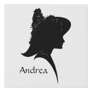 Vintage Silhouette Woman in Hat Personal Faux Canvas Print