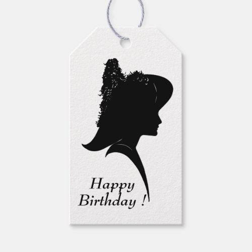 Vintage Silhouette Woman in Hat Personal Gift Tags