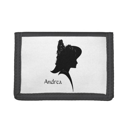 Vintage Silhouette Woman in Hat Personal Trifold Wallet