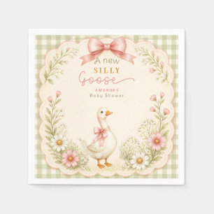 Vintage Silly Goose Coquette Pink Baby Shower Napkins