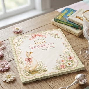 Vintage Silly Goose Coquette Pink Baby Shower Napkins