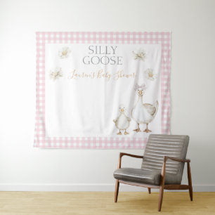 Vintage Silly Goose Pink Bow Photo Booth Shower Tapestry