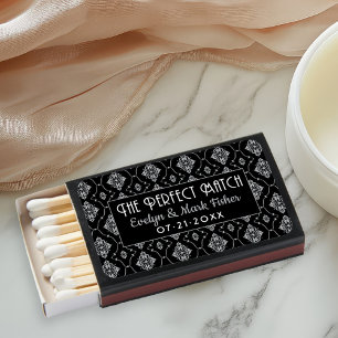 Vintage Silver and Black Art Deco Wedding Matchboxes