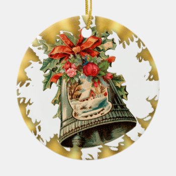 Vintage Silver Bells Ceramic Christmas Ornament by christmas_tshirts at Zazzle